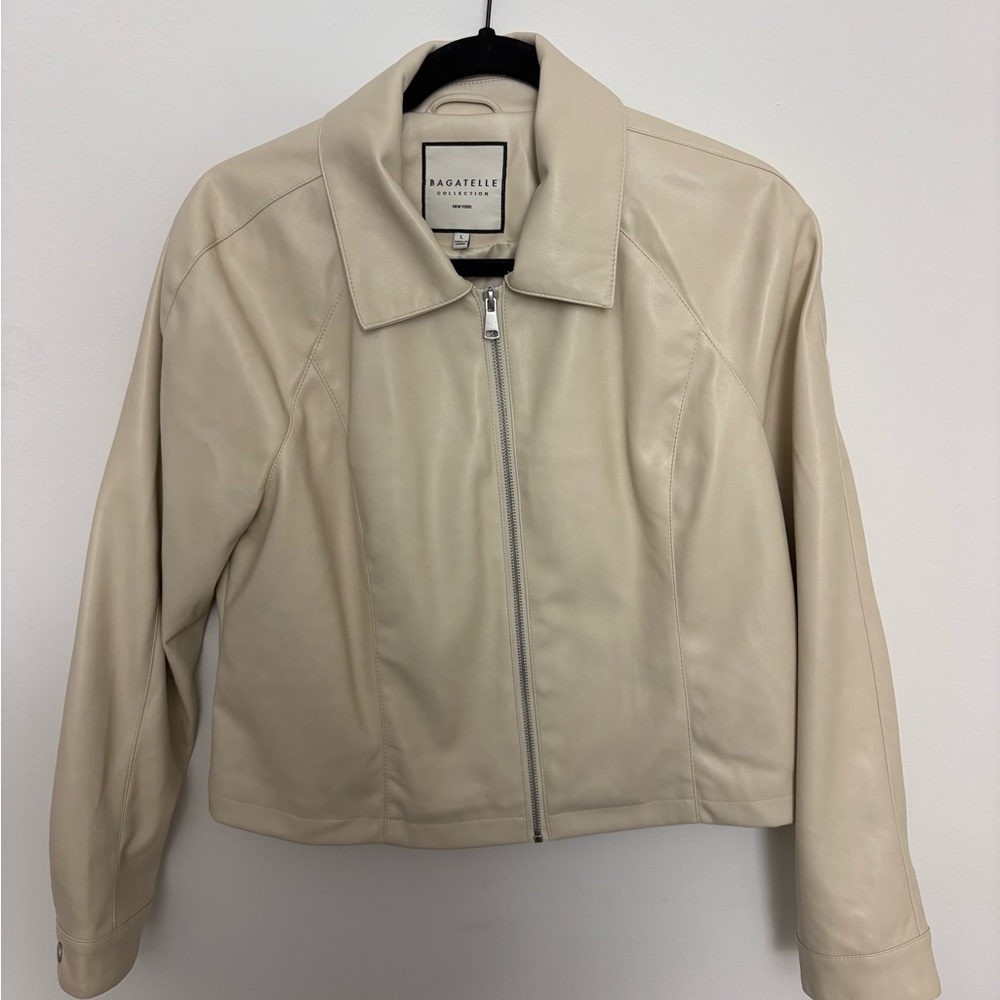 Bagatelle Women's Beige Leather Jacket